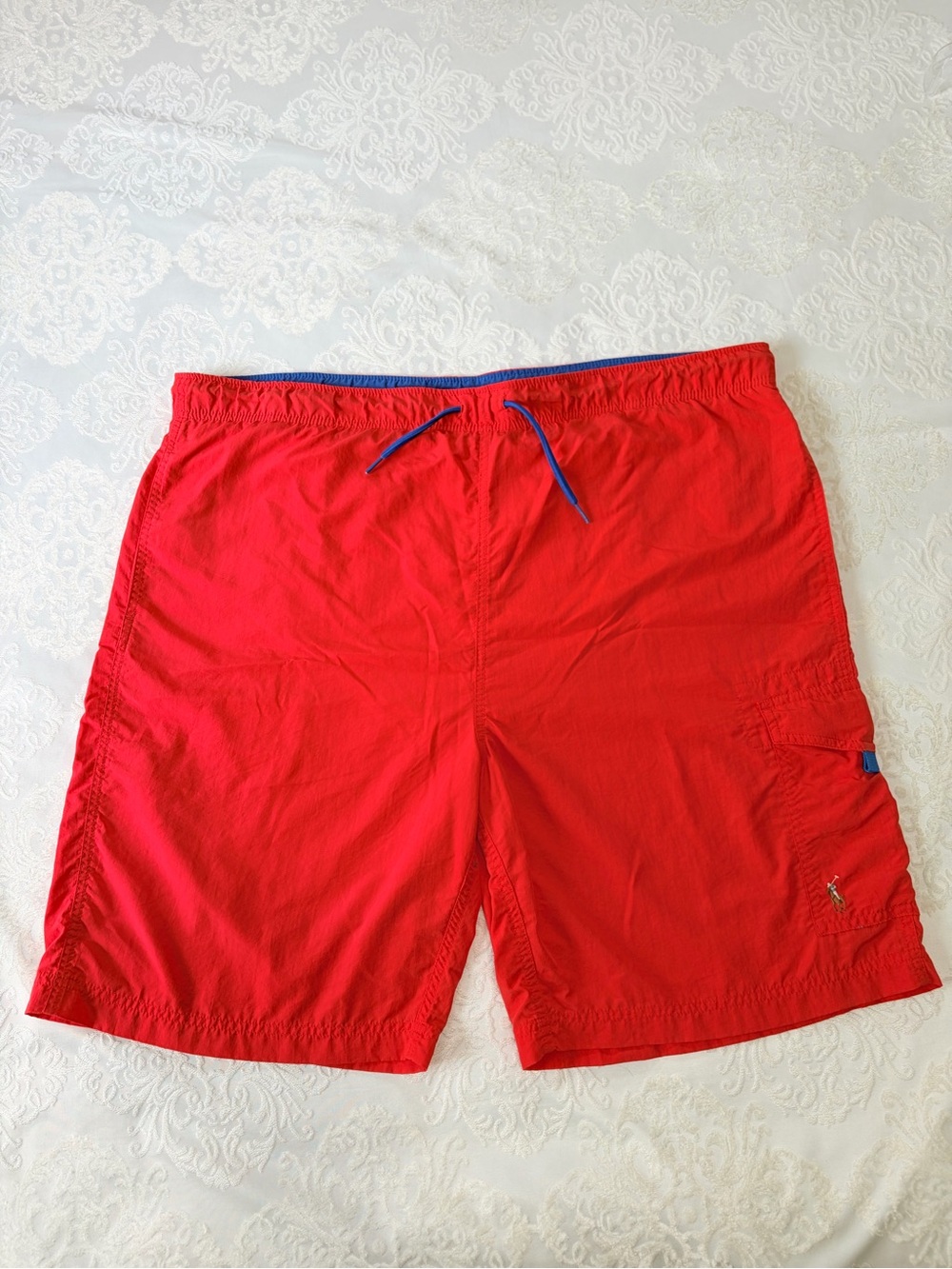Polo by Ralph Lauren Red Nylon Swim Trunks Cargo Pocket Size XL